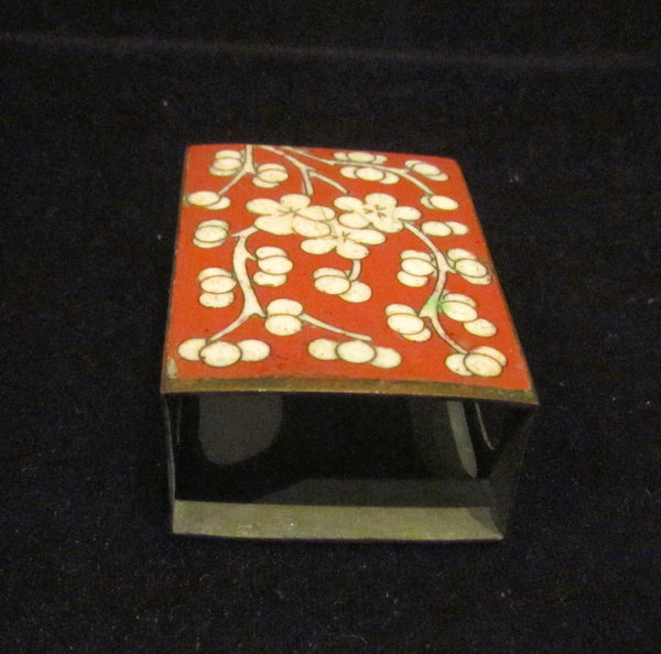 1920s Matchbox Match Holder Cloisonne Vintage Match Safe Enamel & Brass Matchbox Cover
