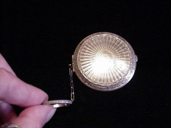 1920's Compact Purse Vintage Art Deco Powder Mirror Compact With Finger Ring