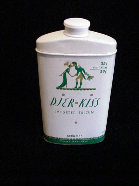 1930's Djer Kiss Powder Tin Kerkoff Art Deco Imported Talcum Powder Excellent Condition