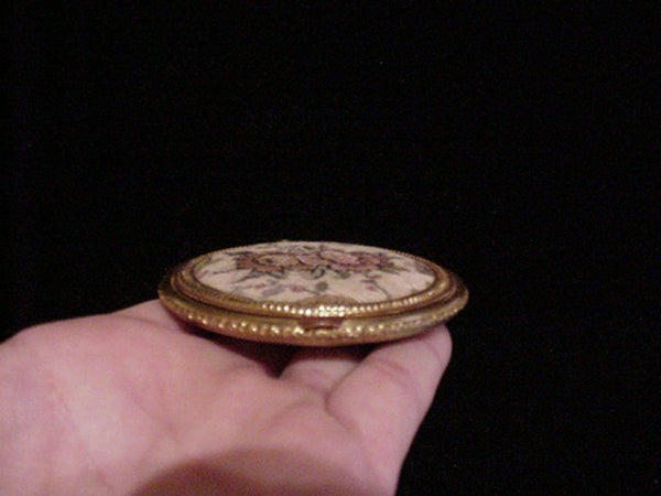 Vintage Tapestry Powder Compact 1930's Petit Point Mirror Compact