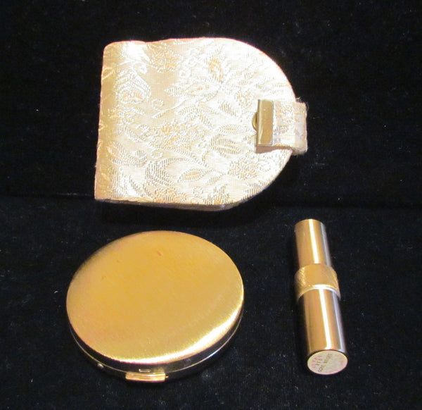 1940s DuBarry Powder & Lipstick Compact Purse Metallic Case