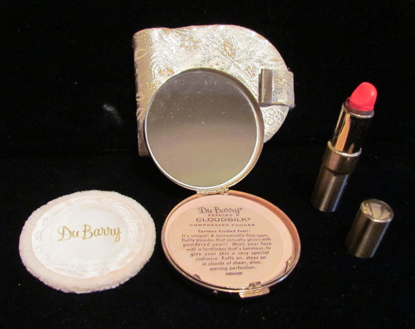 1940s DuBarry Powder & Lipstick Compact Purse Metallic Case