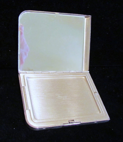 Sterling Silver Compact 1940s Elgin American Art Deco Powder Mirror Compact Gorgeous