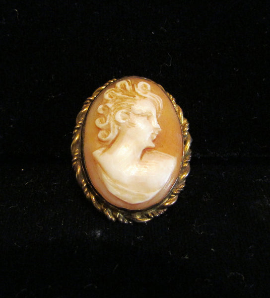 12Kt GF Carved Shell Cameo Pendant & Brooch Vintage 1930s Victorian Pin