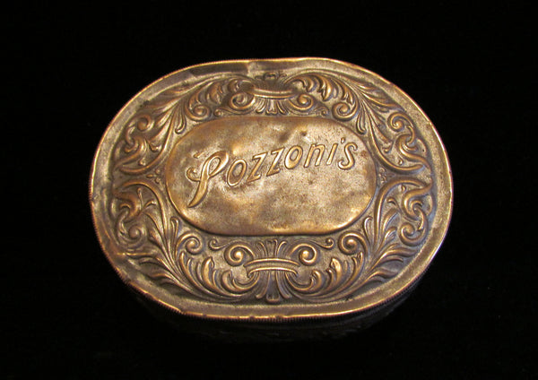 1912 Pozzoni's Powder Tin Antique Powder Box Vanity Accessory Very Rare