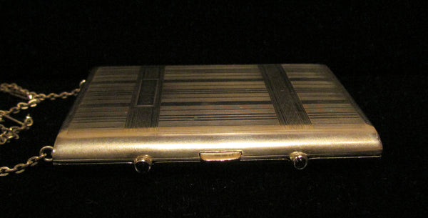 1910's Silver Compact Purse Sapphire Clasp Antique Dance Purse Rare
