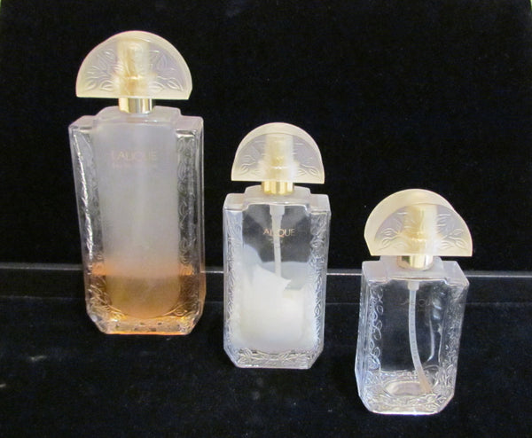 Lalique Perfume Bottles 3 Vintage Glass Bottles Fragrance Frosted Bottles