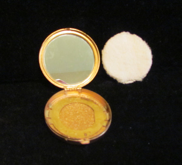 1917 Djer Kiss Powder Mirror Compact Gold & Green Enamel