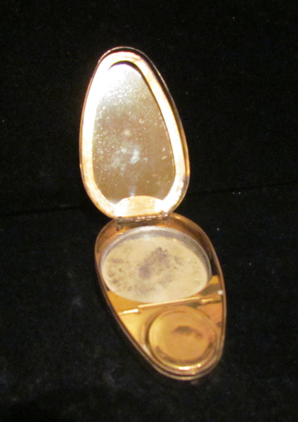 1917 Karess Woodworth Compact Vintage Powder Rouge Mirror Compact Fiancee Compact