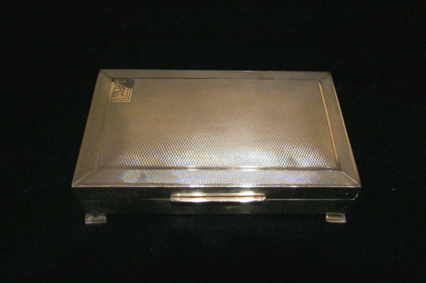 1945 Sterling Silver Cigarette Box Art Deco Tabletop Cigarette Case England Turner & Simpson Company