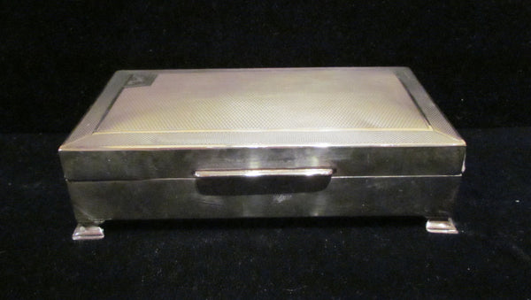 1945 Sterling Silver Cigarette Box Art Deco Tabletop Cigarette Case England Turner & Simpson Company