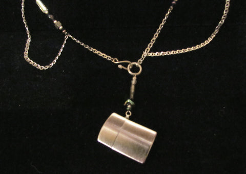 Vintage Lighter Steampunk Necklace Handmade Beaded OOAK Silver Pendant Necklace