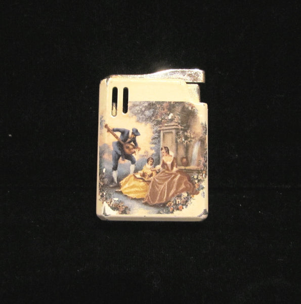 Colibri Cigarette Case & Lighter Set Enamel Courting Scene Cigarette Case Gift Set