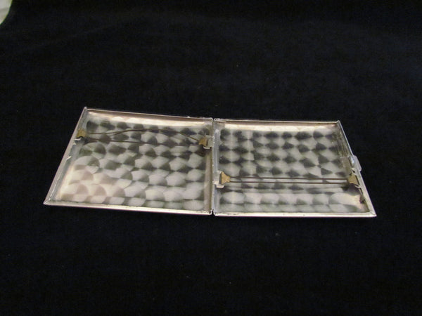 Asian Silver Cigarette Case Buiness Card Case Or Holder Vintage 1940s Etched Geisha Mt Fugi