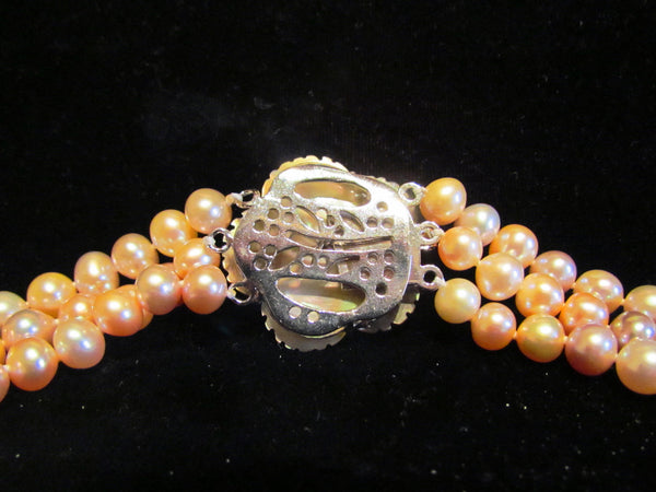 Multi Color Pearl 3 Strand Necklace Mother Of Pearl Sterling Silver & Pearl Clasp OOAK