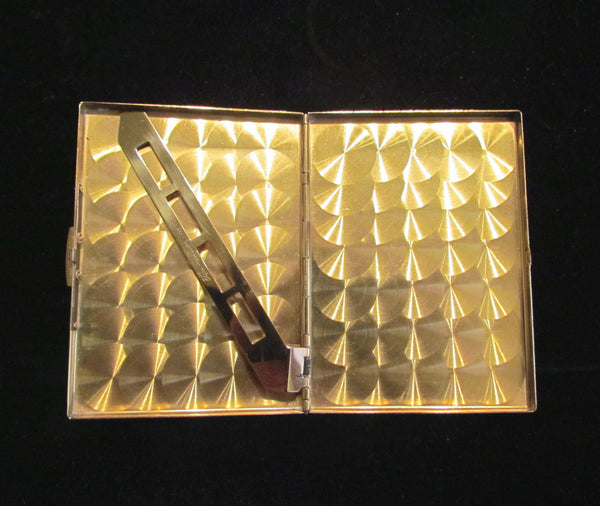 Vintage Mother Of Pearl & Rhinestone Elgin American Cigarette Case 1950's Business Credit Card Case Stunning