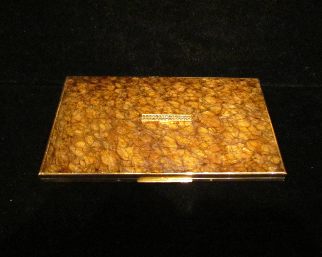 1950's Henriette Cigarette Case Gold Business Card Case Rhinestone Unique