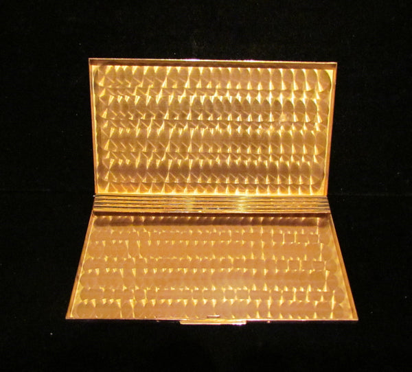 1950's Henriette Cigarette Case Gold Business Card Case Rhinestone Unique