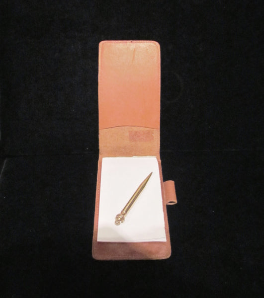 1920's Gold Chatelaine Mechanical Pencil Art Nouveau Note Pad  Vintage Ladies Leather Wallet Propelling Pencil