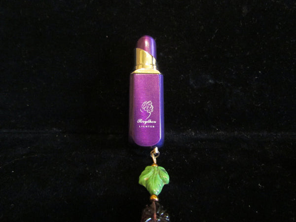 Purple Lipstick Lighter Keychain Handmade OOAK Key Chain Working Lighter