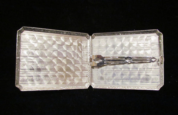 1910 EAM Cigarette Case Vintage Silver Plate Business Card Case Edwardian Antique Case