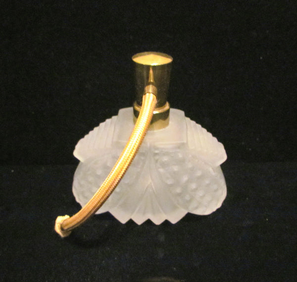 IRICE Perfume Bottle White Frosted Bottle Vintage Art Deco Bottle Satin Glass Bottle