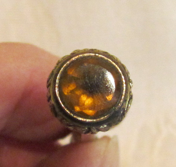 Antique Gold Filled Mechanical Pencil 1880's Propelling Pencil Amber Jeweled Retractable