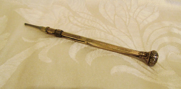 Antique Gold Filled Mechanical Pencil 1880's Propelling Pencil Amber Jeweled Retractable