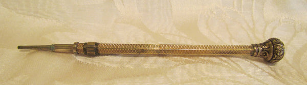 Antique Gold Filled Mechanical Pencil 1880's Propelling Pencil Amber Jeweled Retractable
