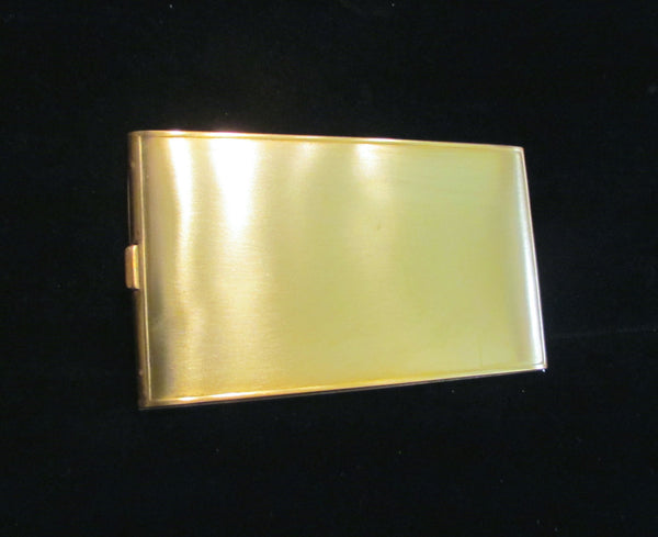 Art Deco Compact Cigarette Case 1940s Guilloche Enamel Powder & Rouge Gold Compact Case