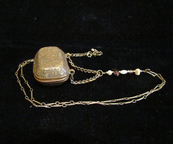 Gold Purse Pendant Necklace Victorian Scent Purse Antique Jewelry One Of A Kind