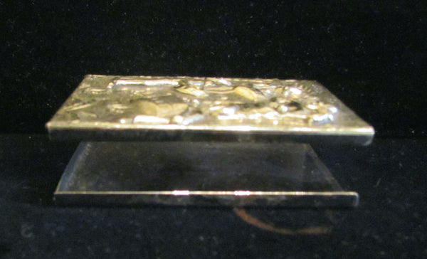 1950's Hans Jensen Cigarette Case Silver Plated Slip Case Denmark Latin Design