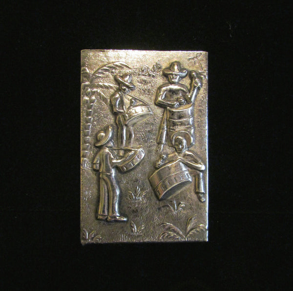 1950's Hans Jensen Cigarette Case Silver Plated Slip Case Denmark Latin Design