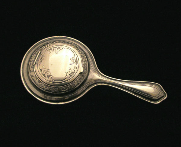 Victorian Silver Plated Mirror Compact Hand Held Mirror Compact Extremely Rare