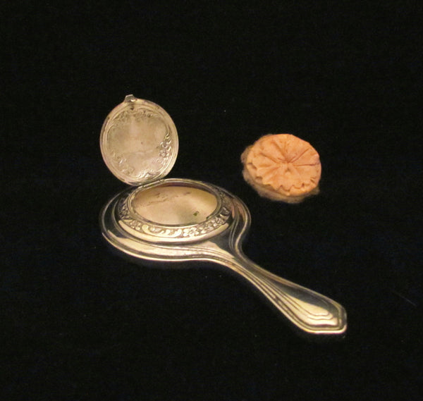 Victorian Silver Plated Mirror Compact Hand Held Mirror Compact Extremely Rare