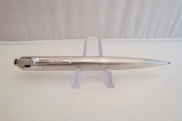 Ronson Penciliter Rhodium Plated Mechanical Pencil Lighter 1950's Pencil Lighter Original Box Working Condition