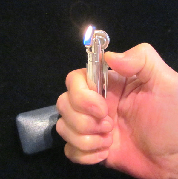 Ronson Penciliter Rhodium Plated Mechanical Pencil Lighter 1950's Pencil Lighter Original Box Working Condition