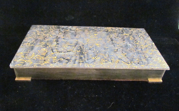 1950's Lucite Confetti Cigarette Box Atomic Age Trinket Glam Sparkly Vanity Cigarette Case