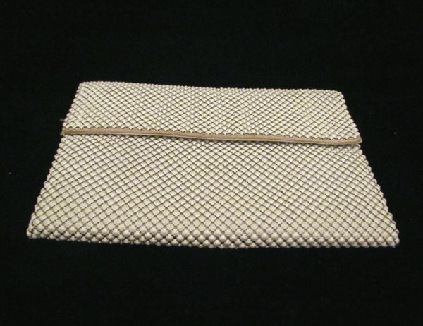 1930s Whiting Davis White Mesh Clutch Purse Vintage Envelope Style Purse Excellent Condition