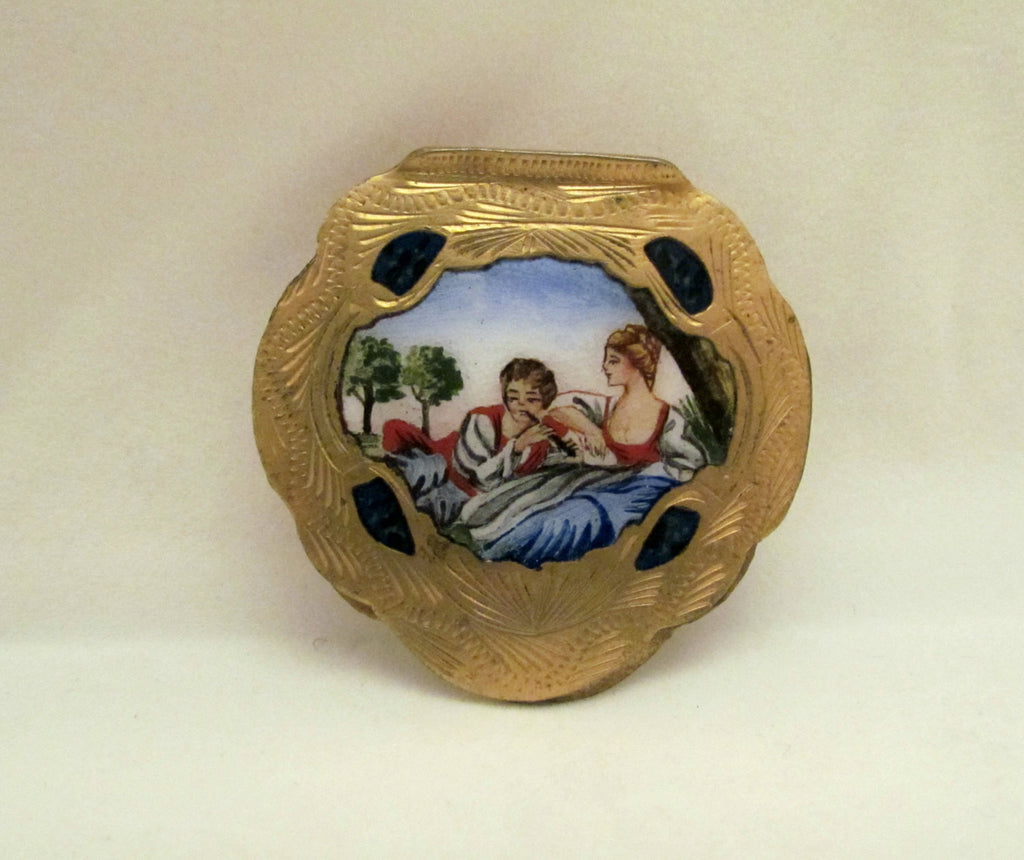 Hand Painted Italian Brooch Portrait Dress Blouse Or Scarf Clip Rare Accessory