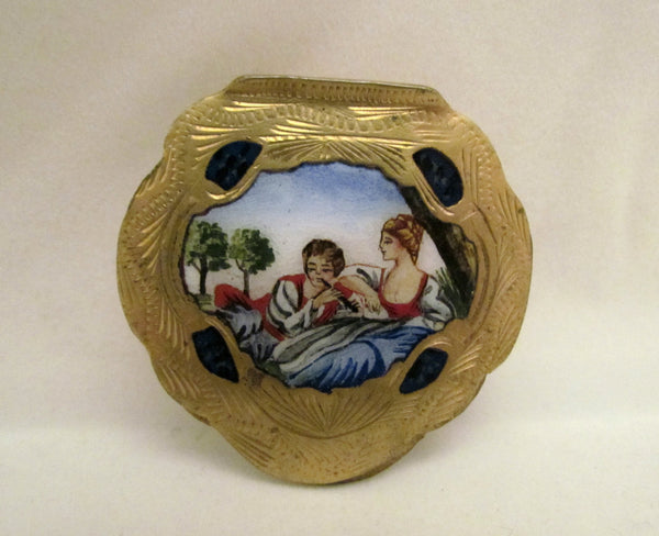 Hand Painted Italian Brooch Portrait Dress Blouse Or Scarf Clip Rare Accessory