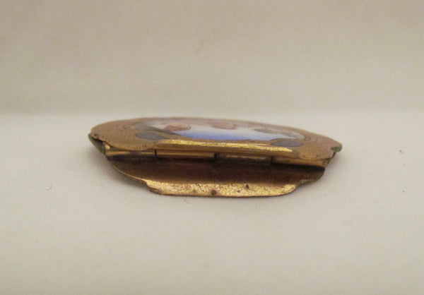 Hand Painted Italian Brooch Portrait Dress Blouse Or Scarf Clip Rare Accessory