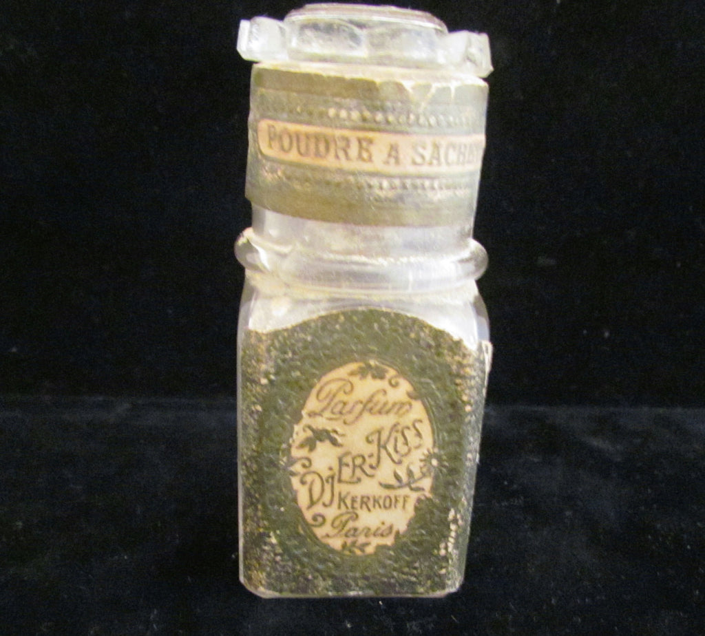 1920's Djer Kiss Perfume Bottle Paris Perfume Sachet Poudre Kerkoff France Art Deco