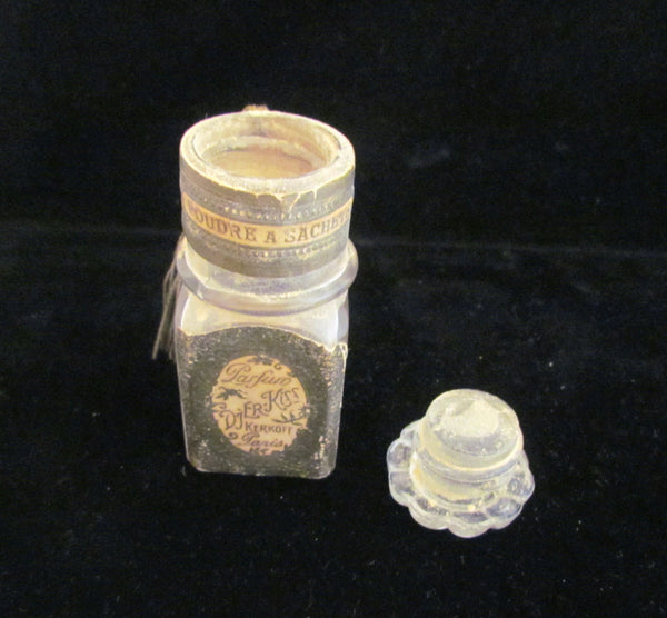 1920's Djer Kiss Perfume Bottle Paris Perfume Sachet Poudre Kerkoff France Art Deco