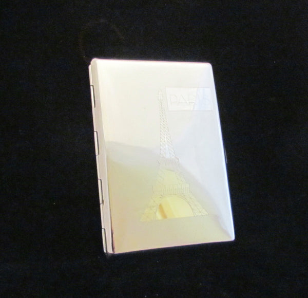 Paris Silver Cigarette Case Eiffel Tower Business Card Case Credit Card Wallet