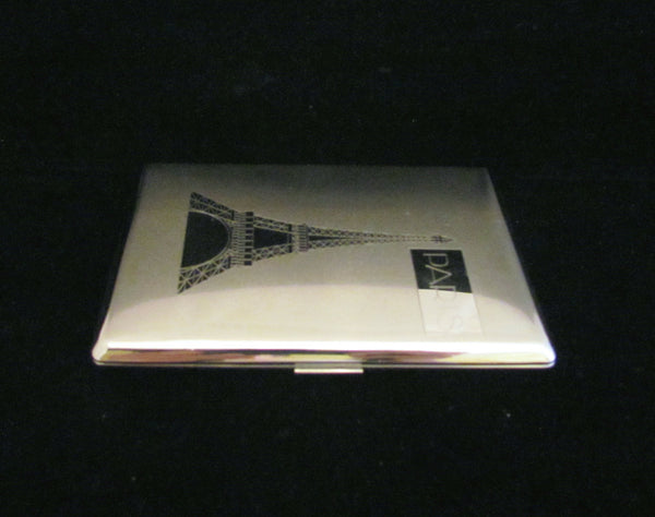 Paris Silver Cigarette Case Eiffel Tower Business Card Case Credit Card Wallet