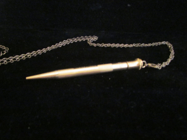 1920s Gold Filled Mechanical Pencil Necklace Superite 1/9 GF Engraved Date 1873 - 1923 Chatelaine Propelling Pencil