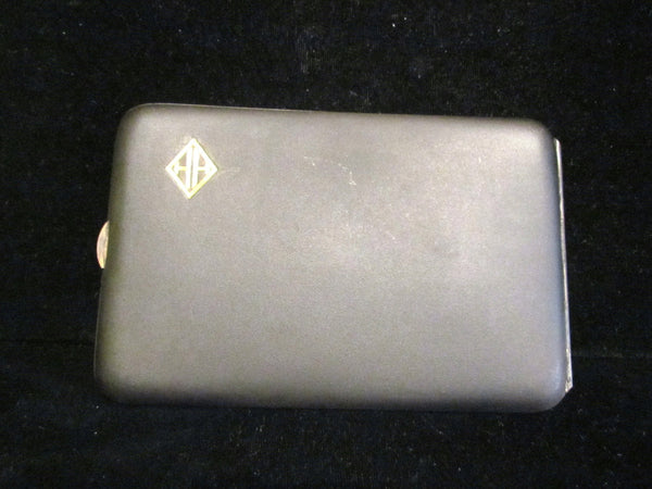 24kt Gold & Sterling Silver Etched Asian Cigarette Case Business Card Case 1930's Matt Black Case Excellent Condition