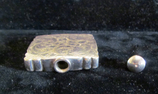 Antique Silver Perfume Flask Victorian Nickel Silver Snuff Bottle