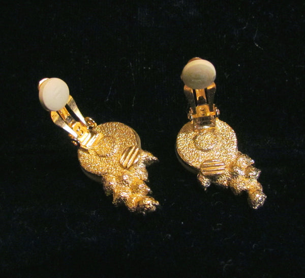 1950s Gold Pearl And Rhinestone Clip On Earrings Bridal Or Wedding